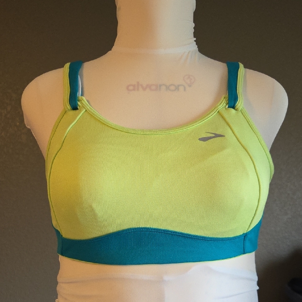 Brooks Yellow and Blue Sports Bra for High Impact